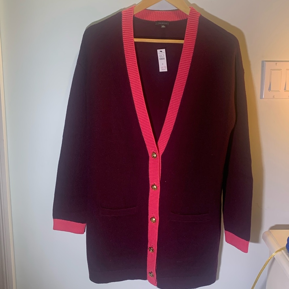 Women's Black and Pink Cardigan Sweater $25